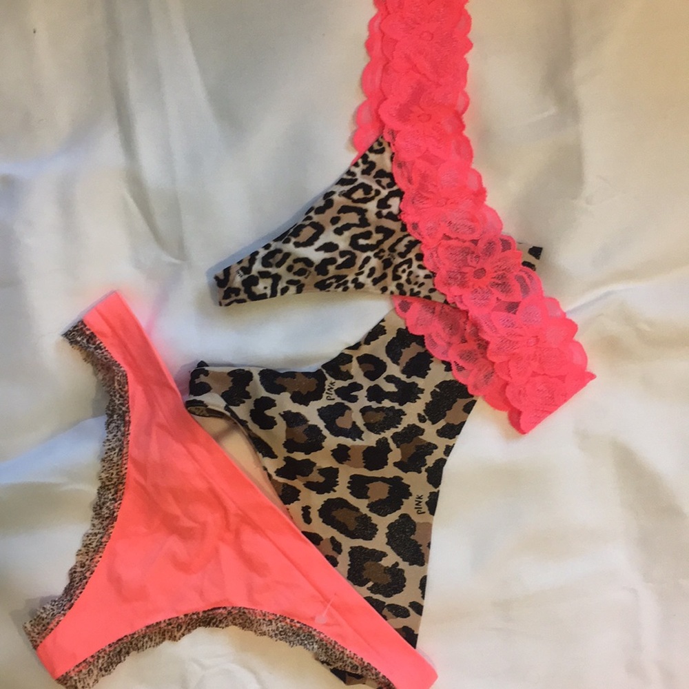 Lot PINK Victoria’s Secret leopard thongs. medium